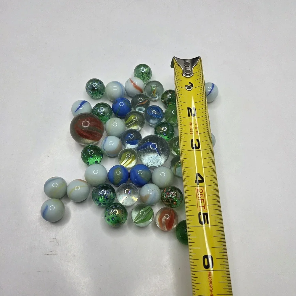 Vintage Glass Marbles Lot Mixed Cat Eye Swirl Shooters Multi Color 40+ Pc Bulk